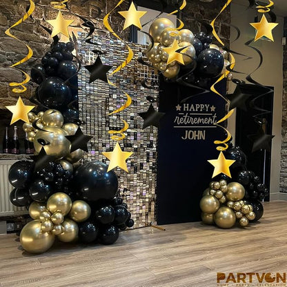 Black Gold Hanging Swirl Decorations - Image 5