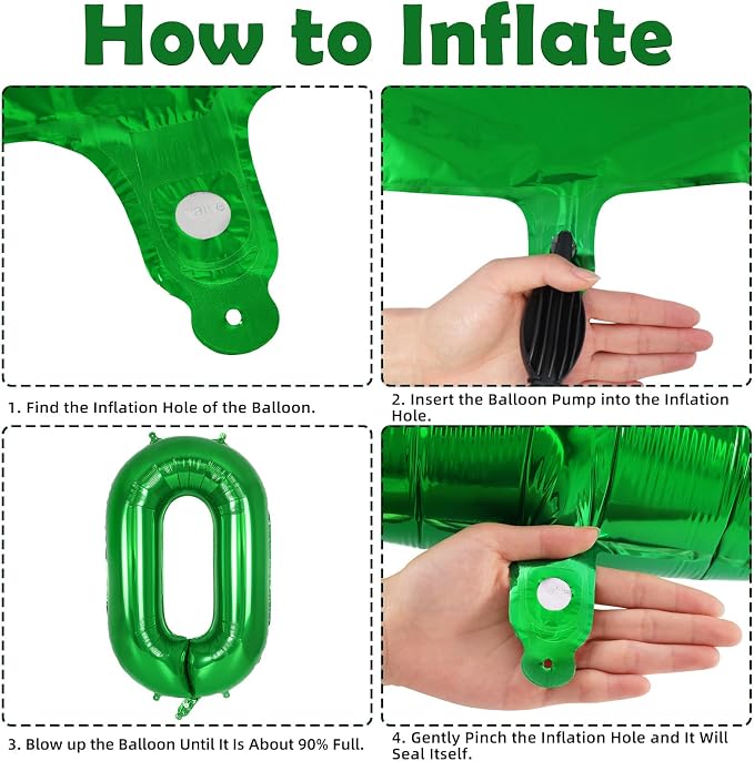 Dark Green Number 0 Balloon 40 Inch, Big Large Foil Helium Number Balloons - Image 7
