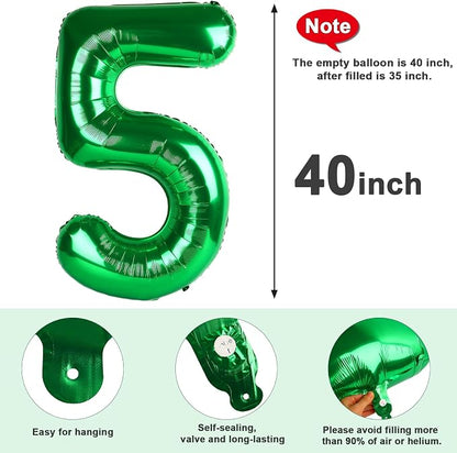 5 Balloon Numbers Party Decorations, 40In Dark Green Balloons - Image 7