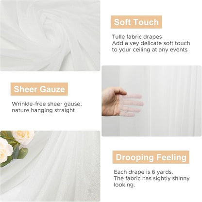 Ivory Wedding Arch Draping Fabric Backdrop Drapes Sheer 28.7"x 20FT | Sheer - Image 2