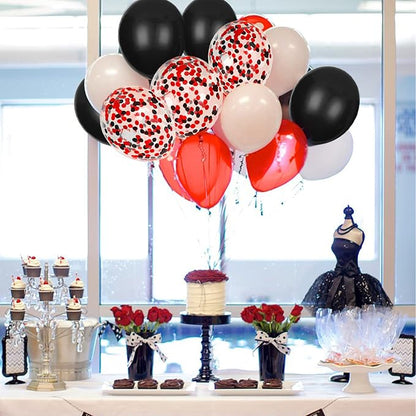 80Pcs Red White and Black Latex Balloons - Image 4