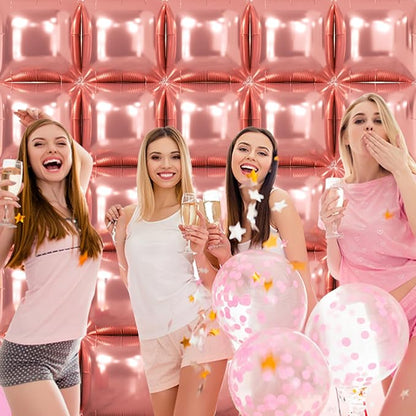 NISOCY 25PCS Rose Gold Square Foil Balloons Wall Backdrop | Double Sided - Image 8