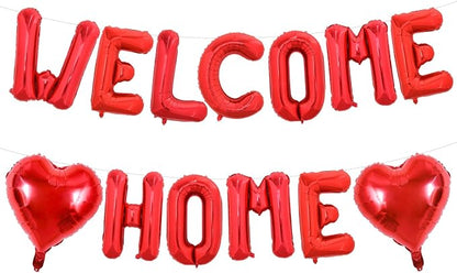 TONIFUL 16 Inch Red WELCOME HOME Foil Balloons Banner Letter Decorations | by TONIFUL