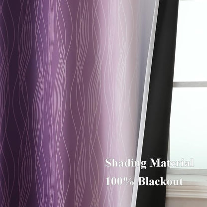 Purple and Greyish White Blackout Curtains & Drapes - Image 5