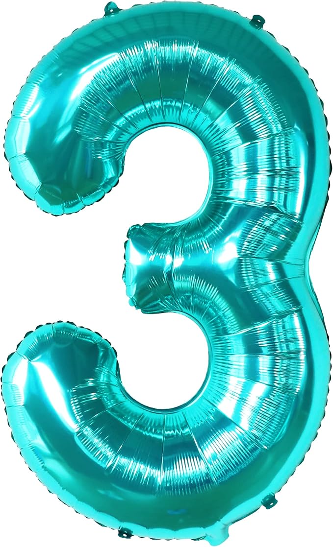 KatchOn Foil Teal Number 3 Balloon - Image 9