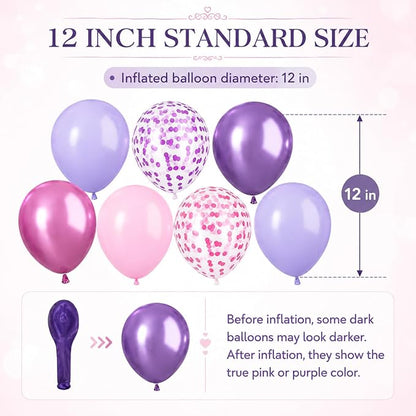 Pink and Purple Balloons, Metallic Purple Pink Latex Balloons - Image 5
