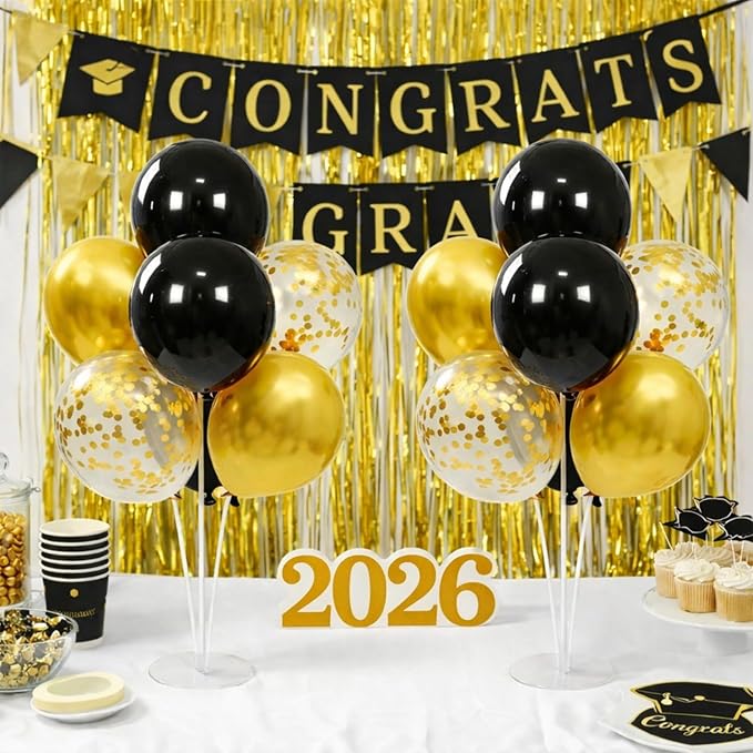 4 Set Black Gold Balloons Stand Kit, Balloon Centerpieces - Image 6