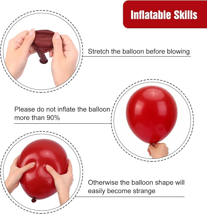 RUBFAC Ruby Red Balloons 65pcs, 12 Inch Dark Red Burgundy Party Balloon - Image 4