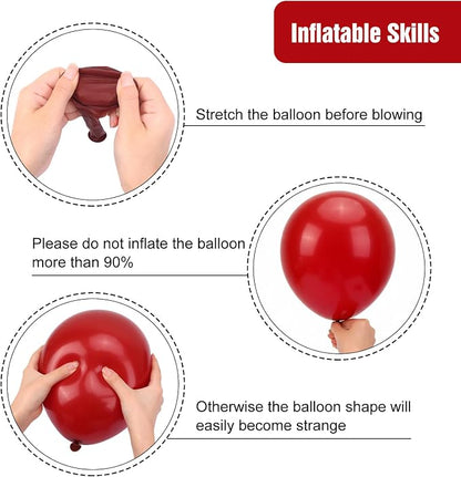 RUBFAC Ruby Red Balloons 65pcs, 12 Inch Dark Red Burgundy Party Balloon - Image 4