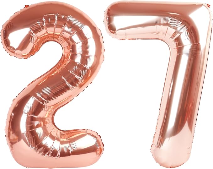 Balloons Number 40 Inch Rose Gold 27 Balloon by Mluchee