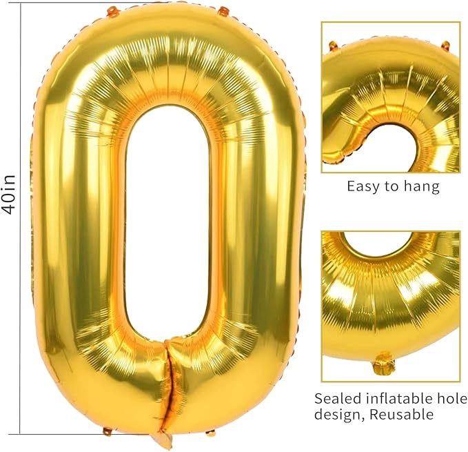 40 Inch Gold 13 Balloon Numbers, 13th Birthday Decoration Boys Girl | Large - Image 3
