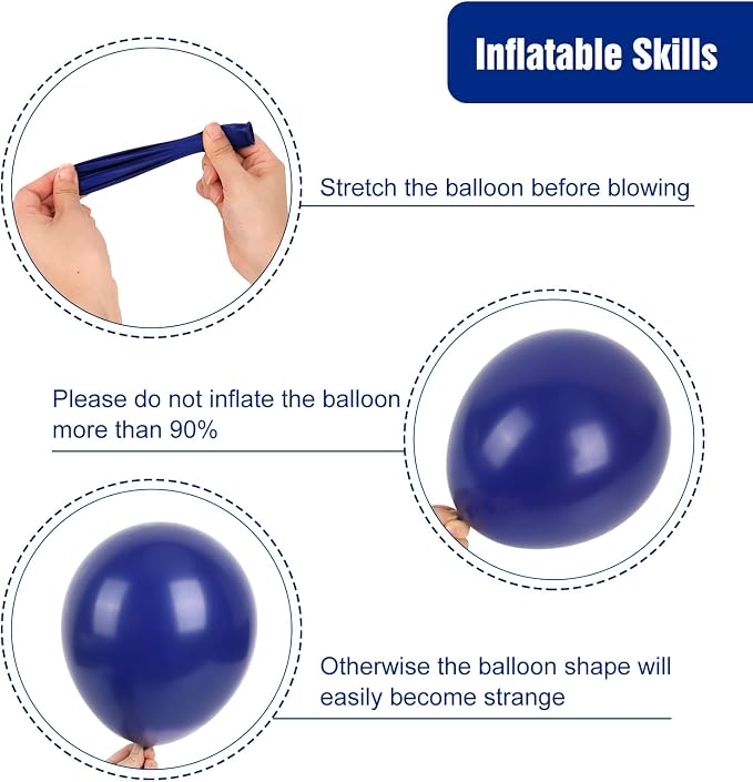 RUBFAC Blue Balloons Arch Kit Navy Blue Balloon Different Sizes 154pcs | Party - Image 3