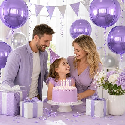 10Pcs Light Purple Round Foil Balloons, Metallic Light Purple Foil Baloon - Image 5