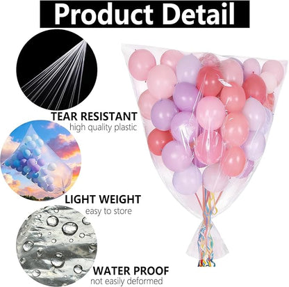 6 Pack 98.4 x 59.1 Inch Clear Balloon Transport Bags, Giant Storage Bags - Image 3