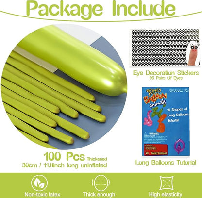 260 Metallic Lime Green Balloons, 100 Pack, - Image 2
