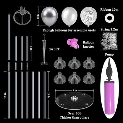ZJDHPTY 4Set Silver Balloon Stand Table Centerpieces Party Decor | 25th Wedding - Image 2