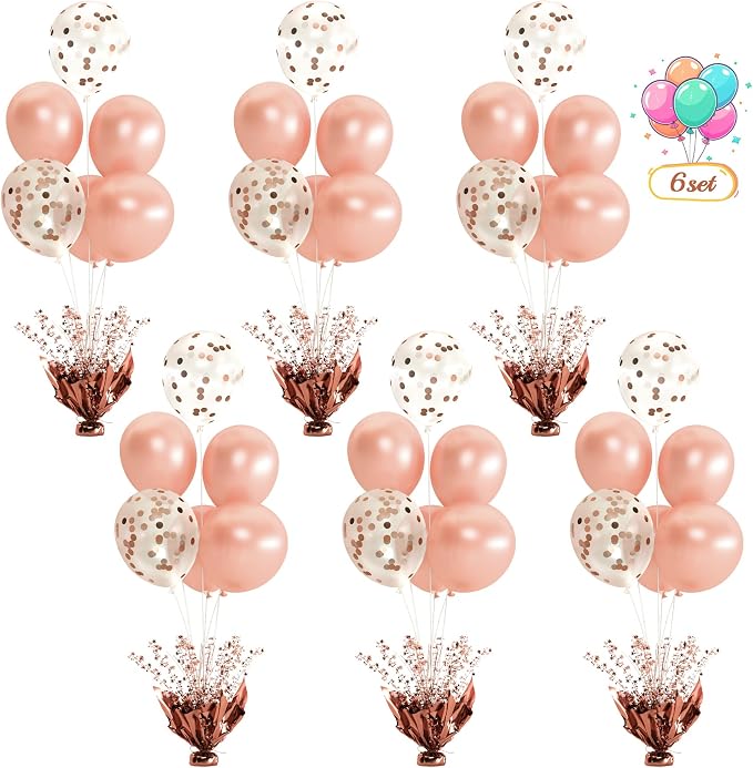 6 Set Rose Gold Christmas Table Balloons Foil Spray Table Centerpiece by Suppromo
