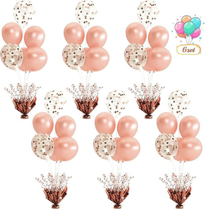 6 Set Rose Gold Christmas Table Balloons Foil Spray Table Centerpiece by Suppromo