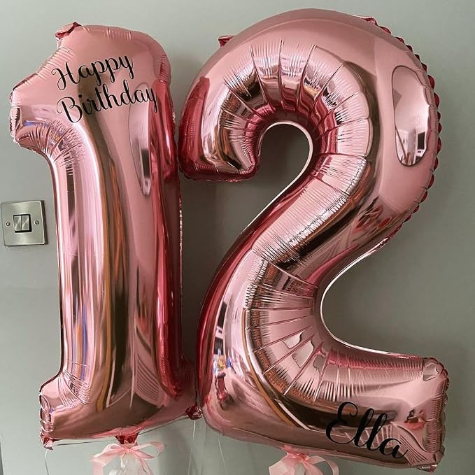 Rose Gold 12 Number Balloons, 40 Inch Big Giant Jumbo 12 or 21 Balloon Numbers - Image 5