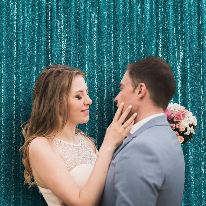 Eternal Beauty Teal 3mm Sequin Backdrop 8x8 Ft - Image 6