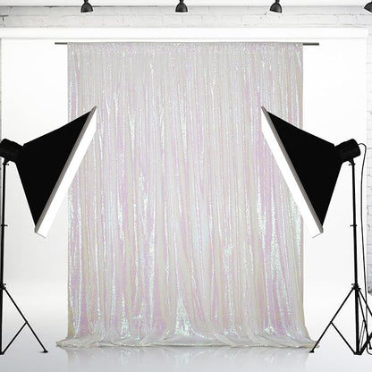 Eternal Beauty White Iridescent 3mm Sequin Backdrop 7x7 Ft - Image 2