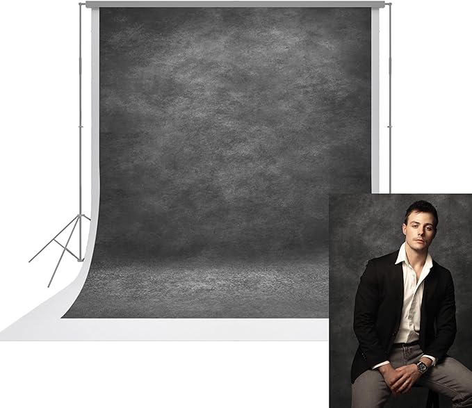 UrcTepics 8x10ft Dark Grey Abstract Textured Backdrop. Personal Headshot by UrcTepics