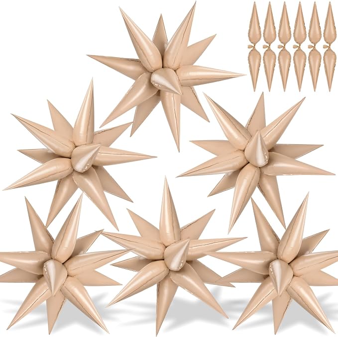 72 PCS Caramel Star Balloons, Big 26 Inch Foil Spike Balloons, Explosion 12 by GCTWFYK