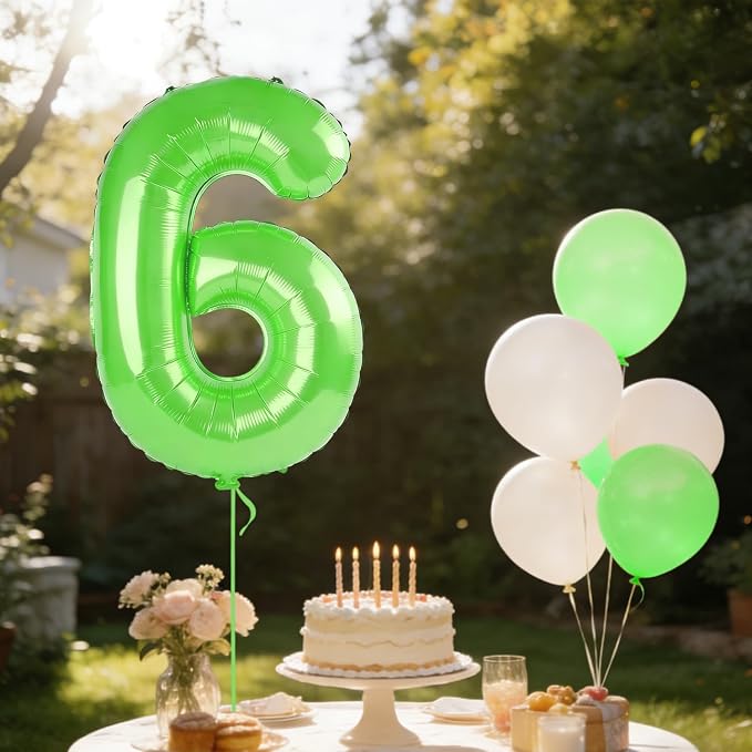 40 Inch Number 6 Balloons for 6th Birthday Party Decorations, 0-100 Fruit Green - Image 3