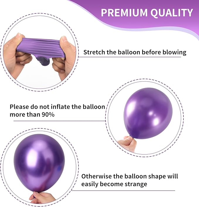 RUBFAC Purple Party Balloons - Image 3