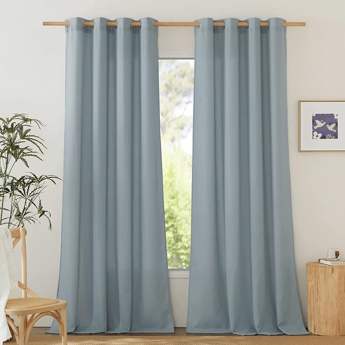 NICETOWN Linen Flax Semi Sheer Curtains 92" Length, Grommet Window Treatments by NICETOWN