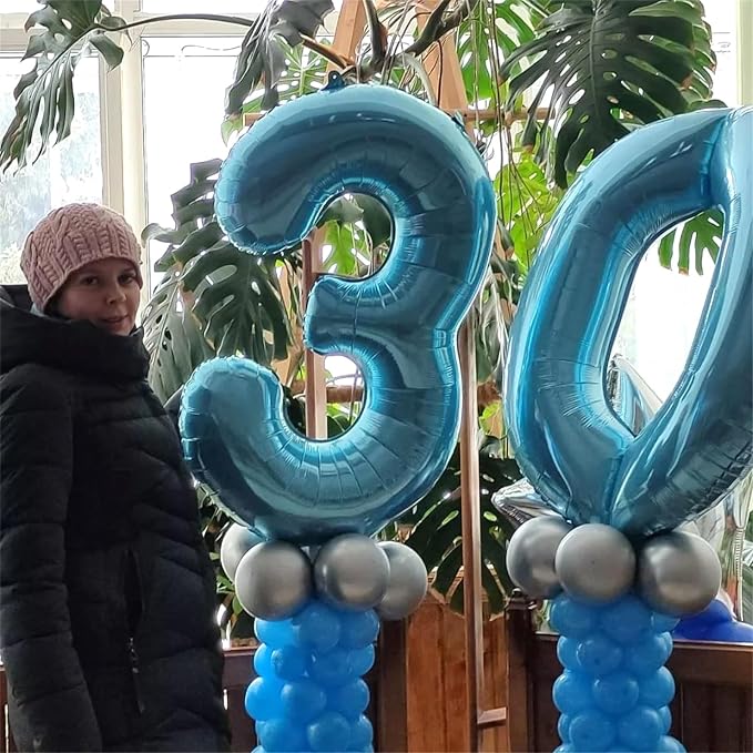 3rd Birthday Number Balloons for Kids, 40 Inch Foil Number 3 Balloons, Pastel - Image 7