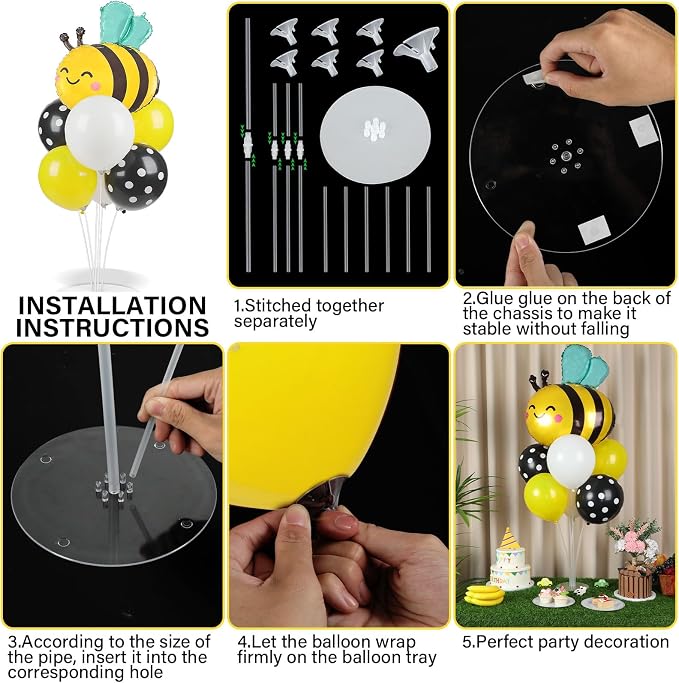 Bee Birthday Party Balloons Stand Kit 2 Sets - Image 3