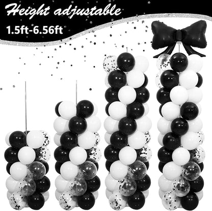 Black and White Bow Balloon Column Stand Kit Set of 2 - Image 6