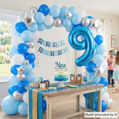Light Blue Number 9 Balloon 40 Inch, Foil Numeral - Image 6