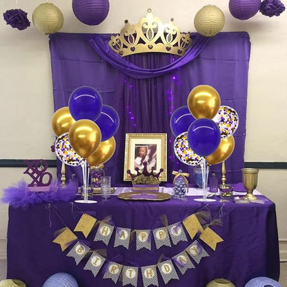 TONIFUL 4 Set Purple Gold Balloon Stand Balloon Centerpieces - Image 4