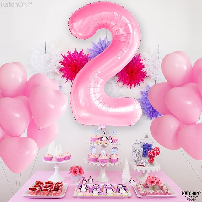 KatchOn Pink Number 2 Balloon 40 Inch 2nd Birthday Decorations - Image 8