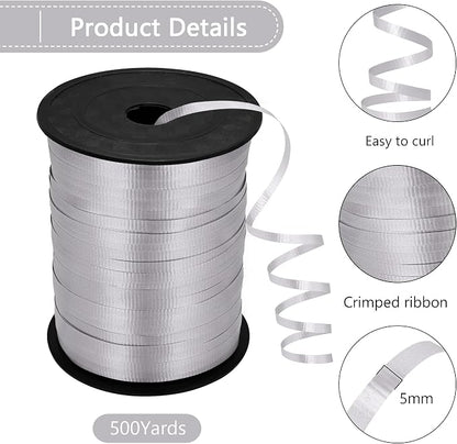 500 Yards Silver Crimped Texture Curling Ribbon - Image 2