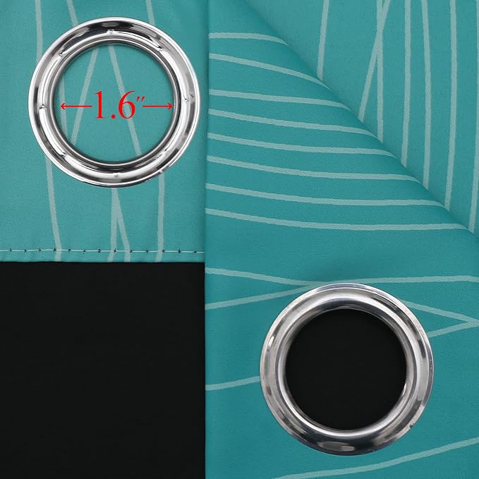 Teal and Greyish White Blackout Curtains & Drapes - Image 7