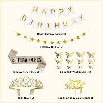 Amandir White and Gold Birthday Decorations - Image 3