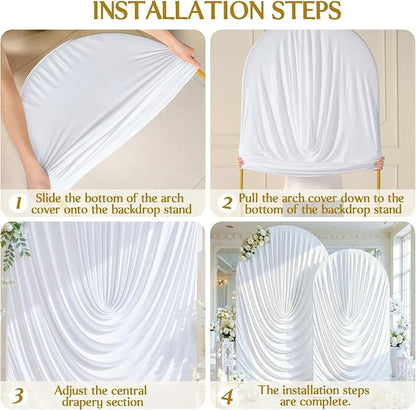 White Wedding Arch Backdrop Cover 7.2ft and 6ft Draped Arch Covers Stretchy - Image 7