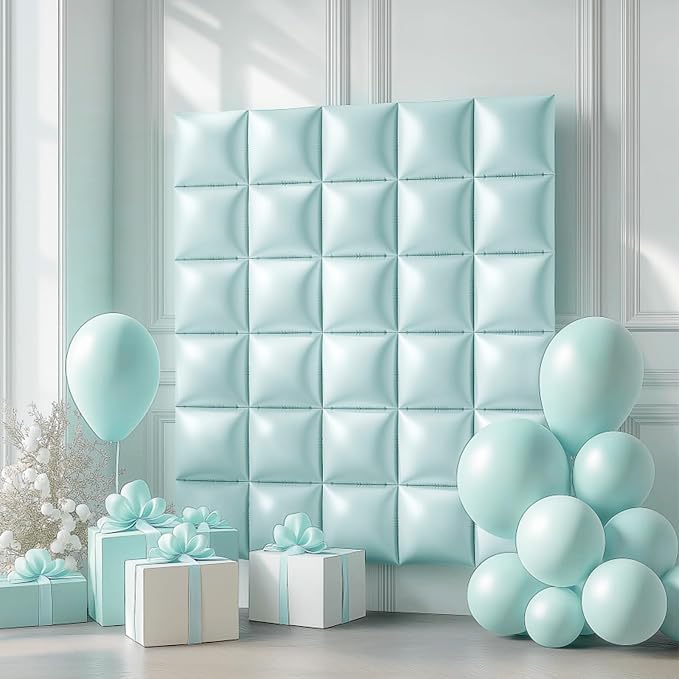 NISOCY 25PCS Pastel Green Square Foil Balloons Wall Backdrop | Double Sided - Image 7