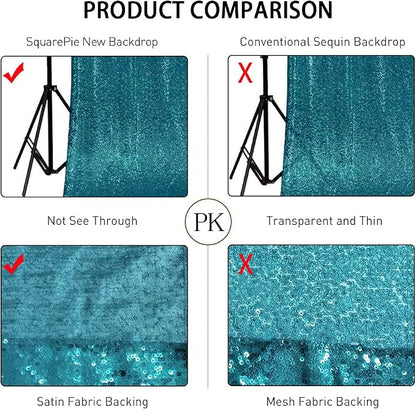 SquarePie 8x8ft Teal Sequin Backdrop, High Density Non-Transparent Glitter - Image 6