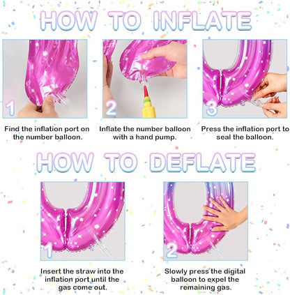 Number 9 Foil Balloon with Crown, 40-Inch Gradient | Gradient star print number - Image 5