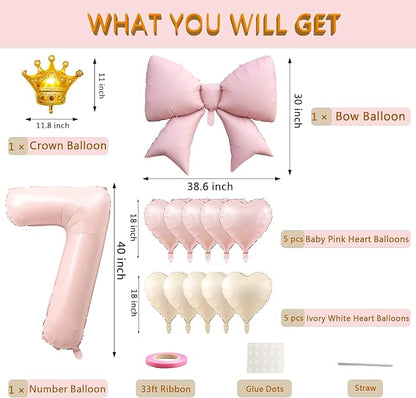 LilyZheng Pastel Pink Number 7 Foil Balloon Set - Image 2