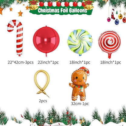Christmas Balloon Garland Kit, Xmas Candy Cane Gingerbread Windmill Foil - Image 3