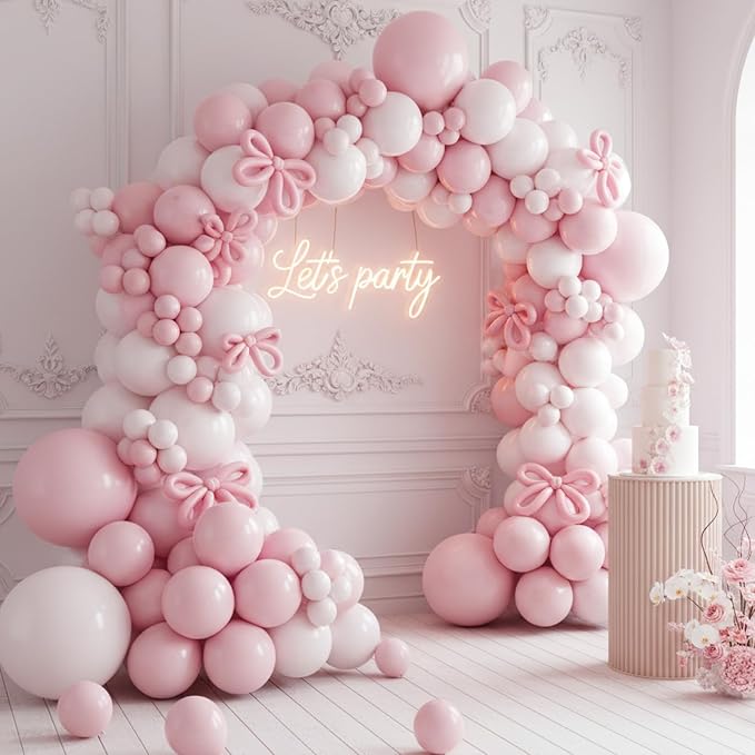 RUBFAC White and Pink Balloons 129pcs Different Sizes 18 12 10 5 Inch | Latex - Image 4