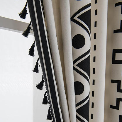 Sutuo Home Black and White Boho Curtain 84 Inches Length - Image 3