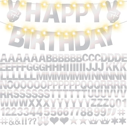 175Pcs DIY Glitter Customizable Banner Kit Happy Birthday Letters Banner Winter - Image 7