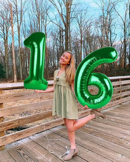 Number Balloons 9 Balloon Dark Green - Image 4