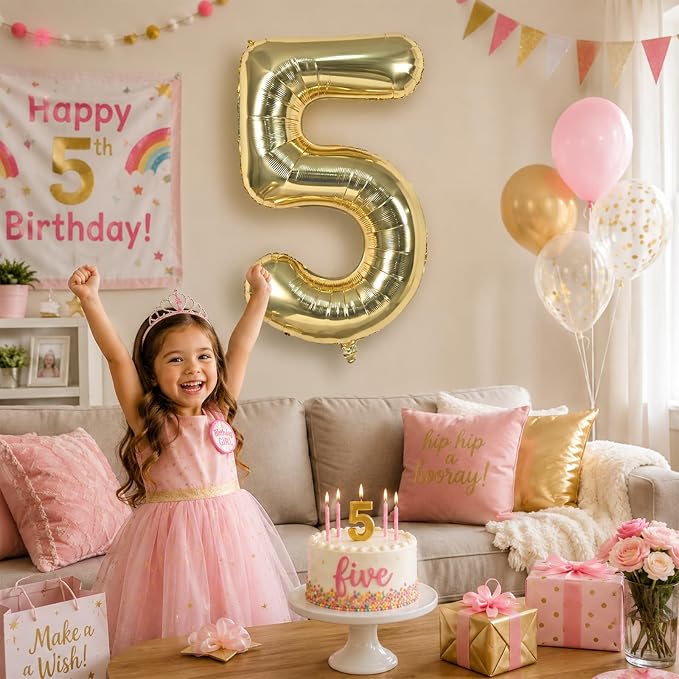 Champagne Gold Number 3 Balloon, 40 Inch Giant Light Gold Number Balloons 0-9 - Image 4